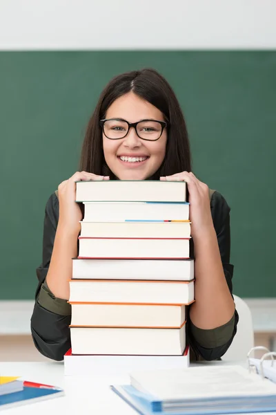 Smiling happy young girl in college — Stock Photo, Image