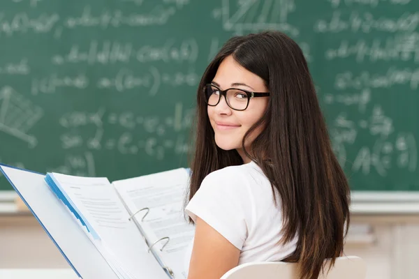 Young girl in class at college — Stock Photo, Image