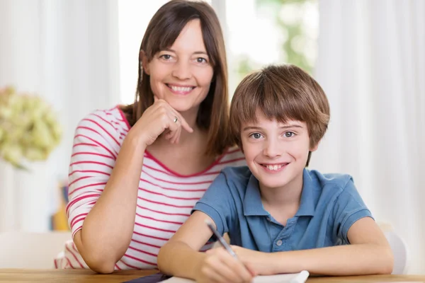Smiling happy mother and young son — Stock Photo, Image