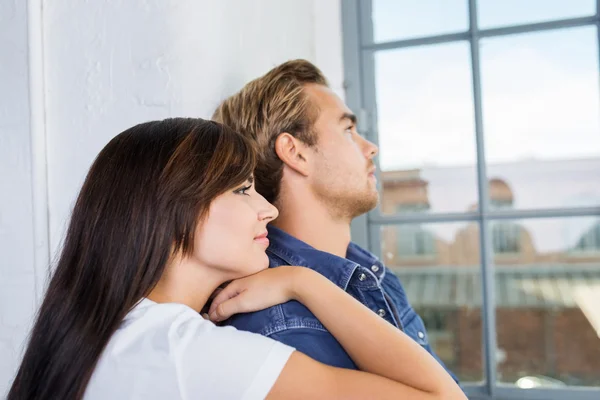 Thoughtful pensive young couple — Stock Photo, Image