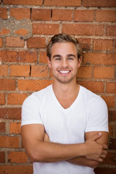 Happy Young Man in White Shirt — Stock Photo, Image