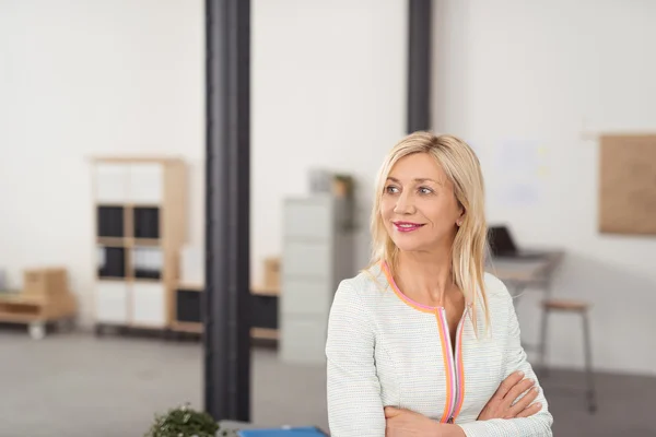 Office Lady Looking Into Distance — 图库照片