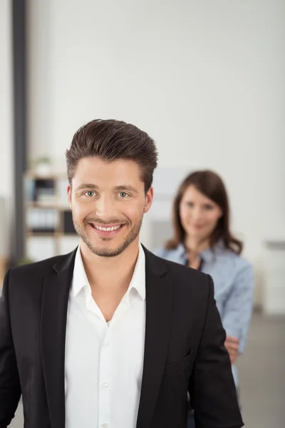 Young Handsome Businessman Smiling at the Camera — Stock Photo, Image