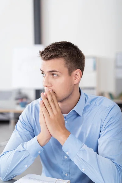 Thoughtful Young Businessman Looking Into Distance — Stock Photo, Image