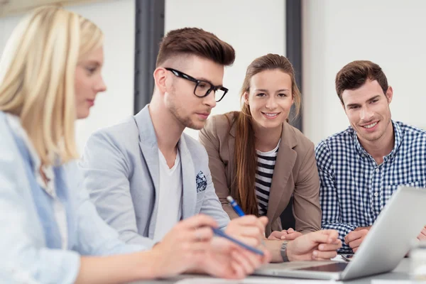 Young Office People In the Boardroom with Laptop — Stok fotoğraf