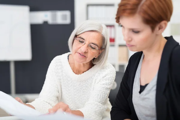 Businesswoman Explaining the Document to Colleague — Zdjęcie stockowe