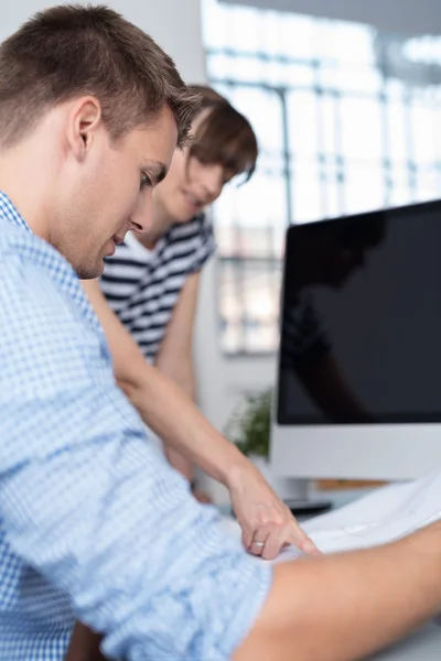 Businessman Listens to Supervisor Explaining — Stock Photo, Image