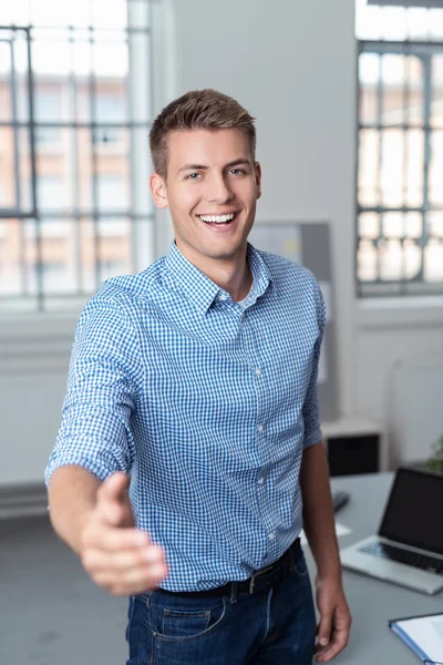 Happy Young Businessman in Handshake Gesture — Φωτογραφία Αρχείου