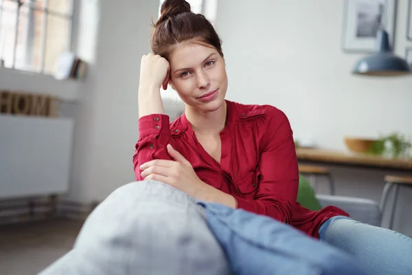 Thoughtful pensive woman — Stock Photo, Image