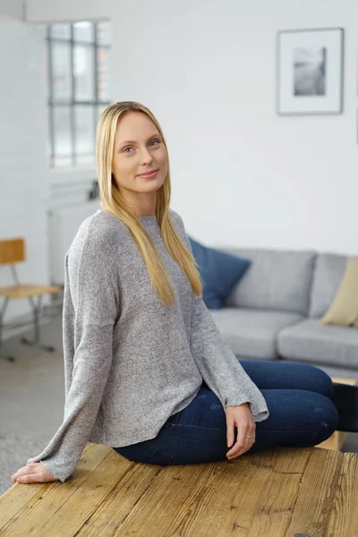 Lovely young woman relaxing at home — Stock Fotó