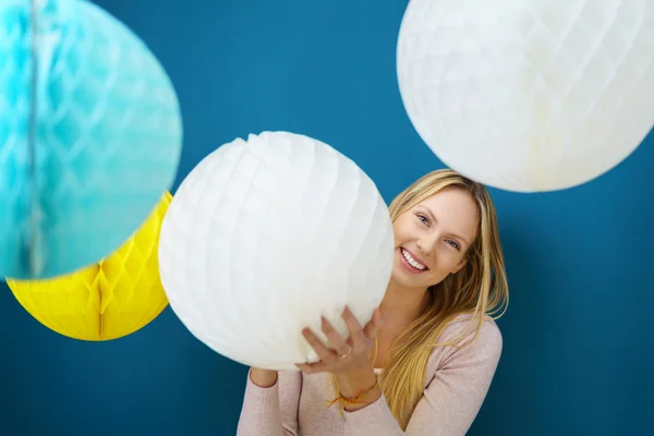 Happy woman celebrating Christmas — Stock Photo, Image