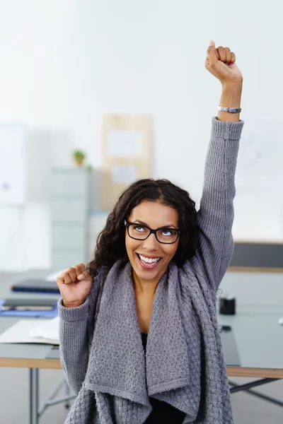 Excited young business woman — Stock Photo, Image