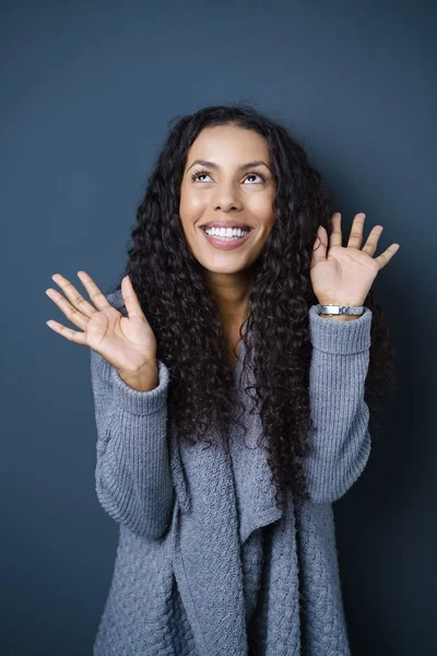Excited exuberant young African American woman — Stock Fotó