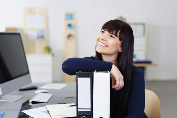 Feliz joven empresaria contenta — Foto de Stock