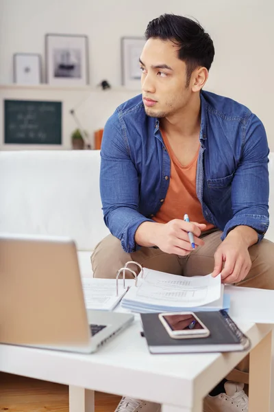 Young Asian man working from home — Stock Photo, Image