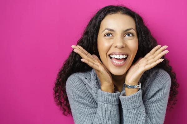 Excited Hispanic Female — Stock Fotó