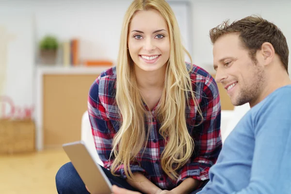 Pretty vivacious young blond woman — Stock Photo, Image