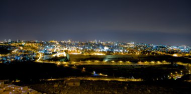 Panorama Kudüs, gece, Mount of Olives, Middle East