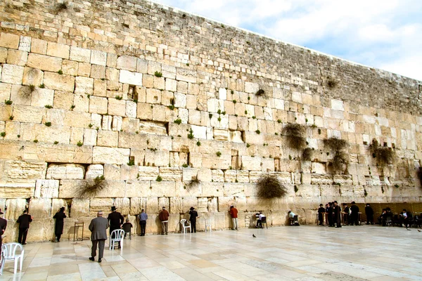 Klaagmuur in Jeruzalem, bidden Joden Stockafbeelding