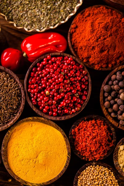 Traditional Asian seasoning on wooden table — Stock Photo, Image