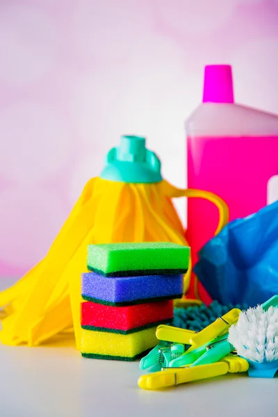 Cleaning concept on saturated bright background — Stock Photo, Image