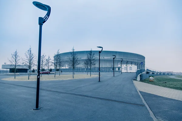 Wrocławski stadion, sygnał zimnej tło — Zdjęcie stockowe