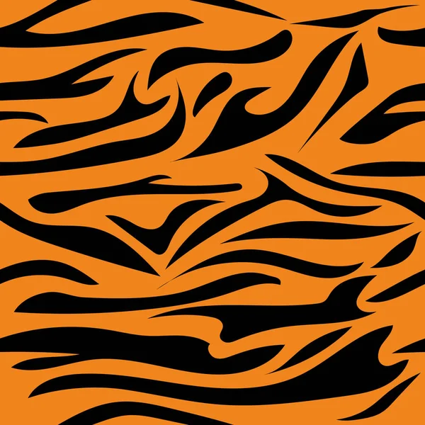 Sömlöst mönster med tigerfärg. Illustration med tigerränder. Svarta ränder på en orange bakgrund. — Stock vektor