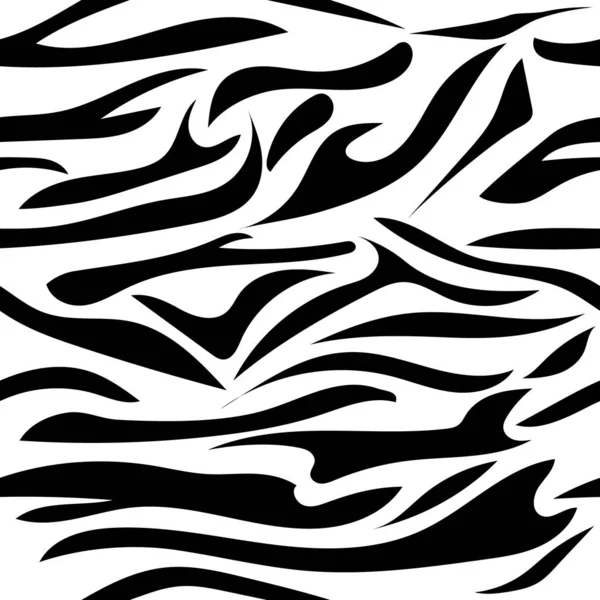 Płynny wzór w czarne paski. Wełna zebry do druku. Czarno-biały kolor tygrysa. Minimalistyczny wzór z paskami tygrysa — Wektor stockowy