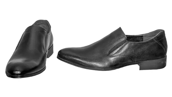 Zwarte lederen mannen schoenen loafer — Stockfoto