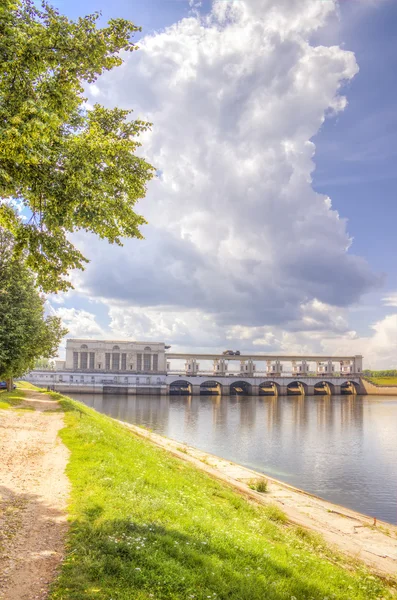 Hydroelectric panorama Volga Uglich — Stock Photo, Image