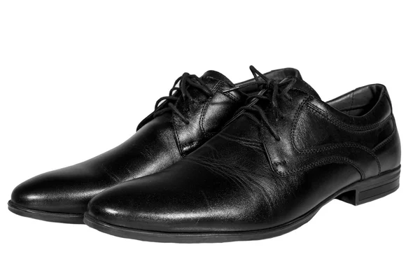 Ботинки классические кожаные кружевные черные — стоковое фото
