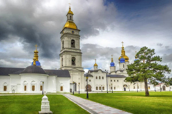 Tobolsk Kremlin binnenplaats Sophia-veronderstelling kathedraal panorama m — Stockfoto