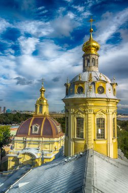 Peter ve Paul Katedrali üstten görünüm panorama St-Petersburg kubbe