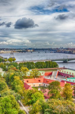 Üstten Görünüm Neva nehir St. Petersburg Trinity döküm Köprüsü PA