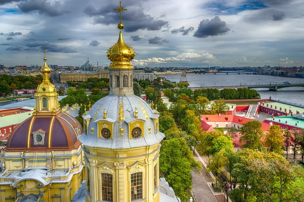 Peter ve Paul Katedrali üstten görünüm panorama St-Petersburg kubbe