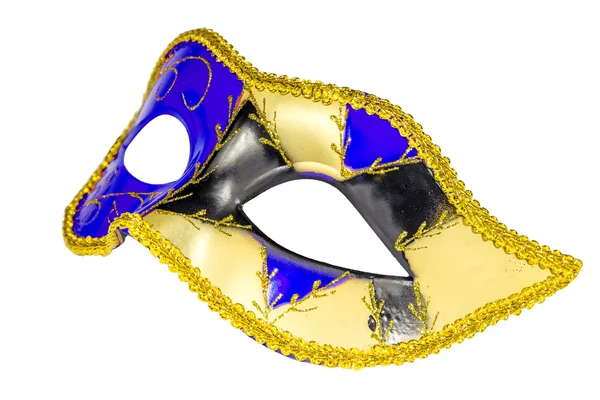 Maschera Carnevale veneziano profilo blu giallo nero fantasia asymm — Foto Stock