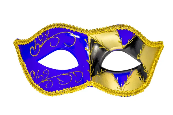 Máscara de Carnaval Veneciano azul amarillo negro modelado asimétrico Imágenes de stock libres de derechos