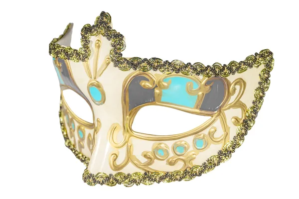 Carnaval máscara pintado a ouro curlicues decoração azul e vermelho ins Imagens Royalty-Free