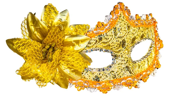 Zlatý karneval maska izolované na bílém pozadí — Stock fotografie