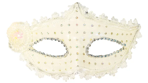 White carnival mask decorations isolated background  view close- — Stock Photo, Image