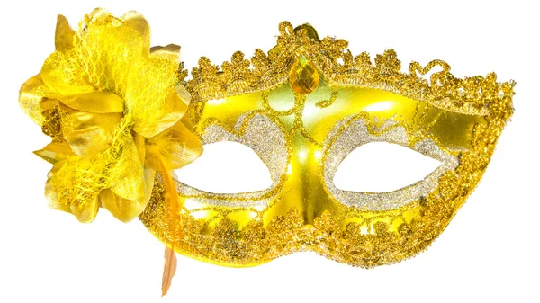 Máscara mascarada colgantes de oro aislados Imagen de archivo