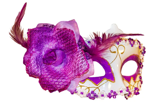 Maschera Carnevale fiocco decorazione fiori bordo isolato bianco — Foto Stock