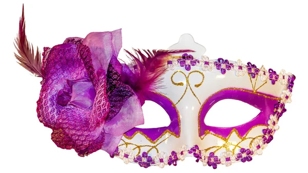 Carnaval máscara arco decoración flores borde aislado blanco — Foto de Stock