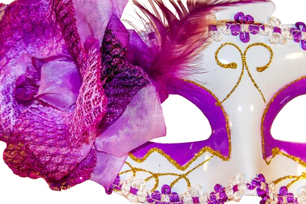 Carnival mask bow dekoration blommor gränsar isolerade vit — Stockfoto