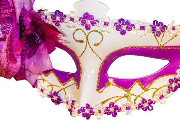 Maschera Carnevale fiocco decorazione fiori bordo isolato bianco — Foto Stock