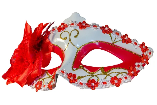 Maschera Carnevale fiocco decorazione fiori bordo isolato bianco — Foto Stock