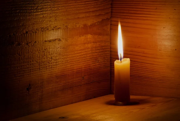 Candle, flame, wood. — Stock Photo, Image