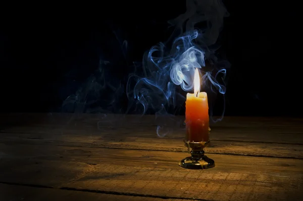 Candle, flame, smoke. — Stock Photo, Image