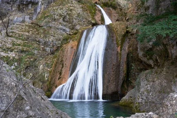 Entstehung Des Flusses Mundo Naturpark Los Calares Del Mundo Und — Stockfoto