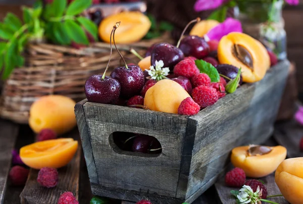 Свежие спелые летние ягоды и фрукты — стоковое фото